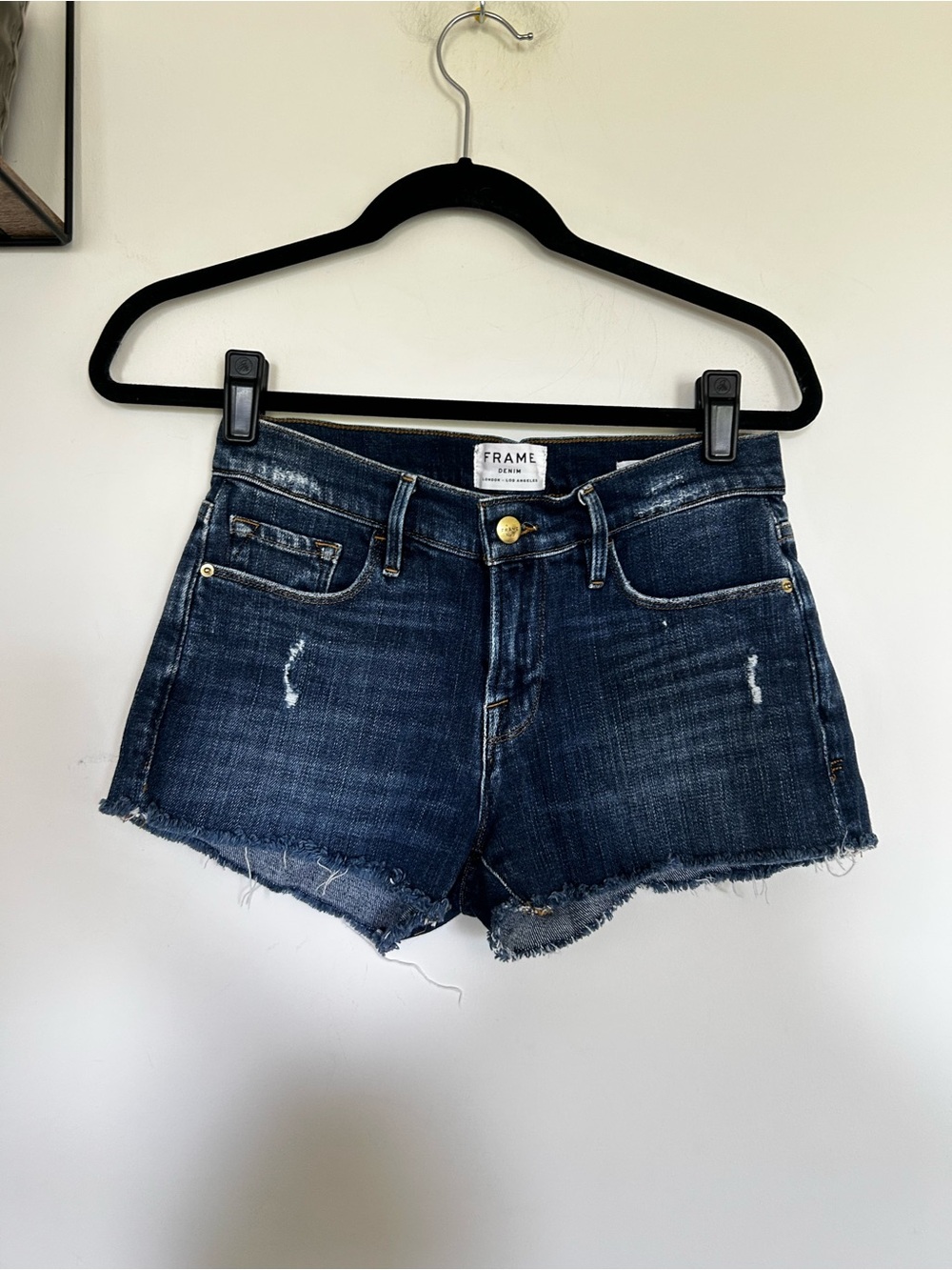Frame Le Cutoff Lightly Distressed Denim Blue Jeans Size 25‎
